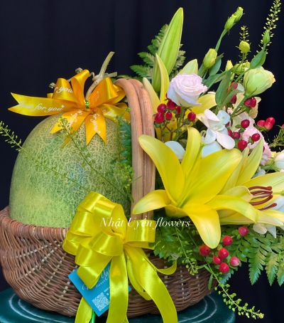 Giỏ Hoa Quả - Giỏ Quà Trái Cây Hoa Tươi HX-0702