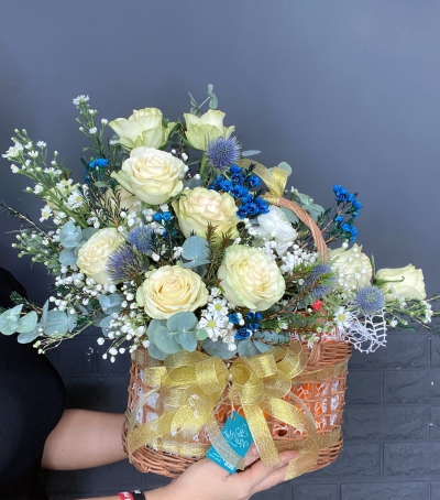 Giỏ Hoa Hồng Chúc Mừng HCM-0005