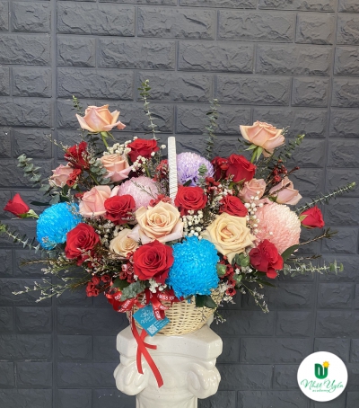 Giỏ Hoa Hồng Chúc Mừng HCM-0001