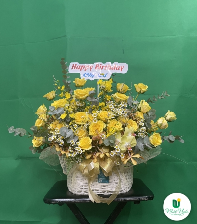 Giỏ Hoa Hồng Chúc Mừng HCM-0014