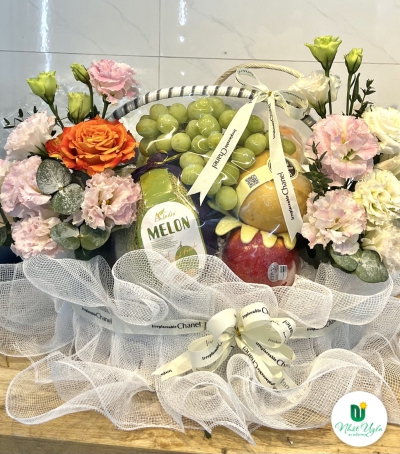 Giỏ Hoa Quả - Giỏ Quà Trái Cây Hoa Tươi HX-0004
