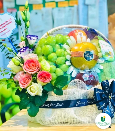 Giỏ Hoa Quả - Giỏ Quà Trái Cây Hoa Tươi HX-0005